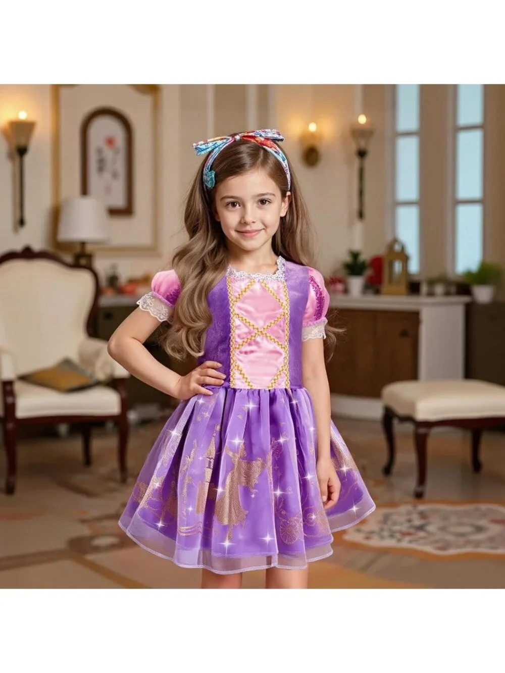 Princess Dress Up Trunk 16PCS Costume Set for Girls Birthday Gift - Purple
